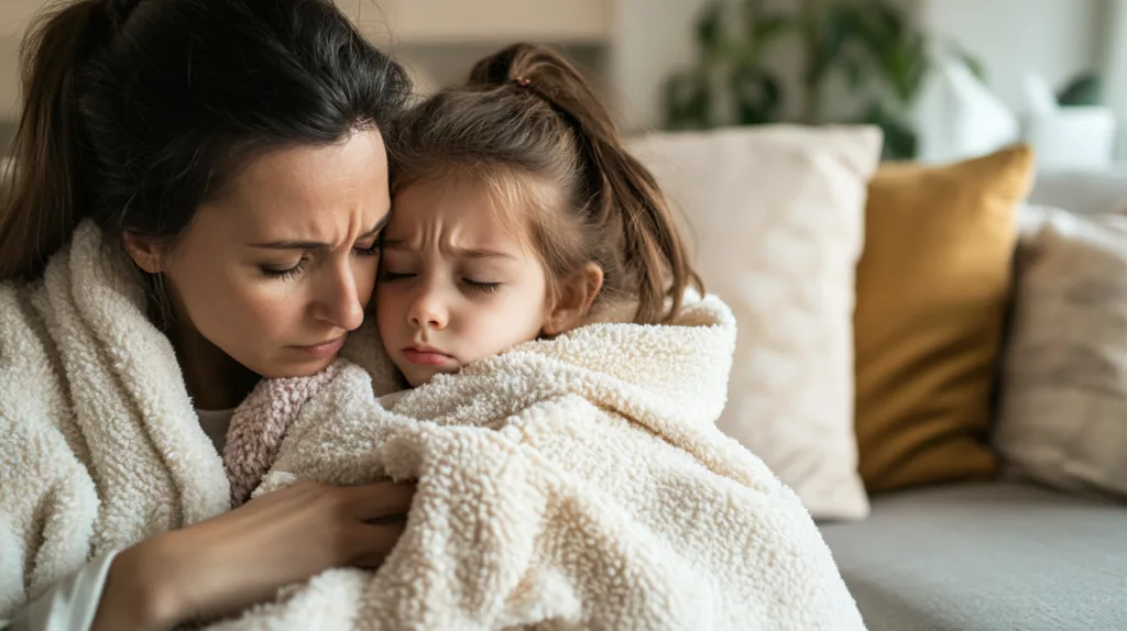 Understanding Croup: A Cozy Evening with Family and a Concerned Parent pulasena A cozy indoor scene with a mother sitting with her you dbdae c aa aebff