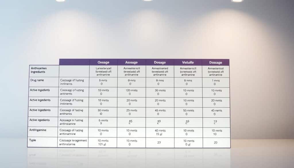 antihistamine comparison chart