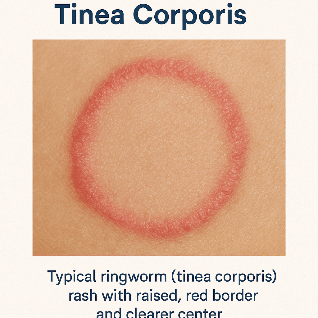 Ringworm: More Than Just an Itchy Ring (Understanding Tinea) Typical ringworm (tinea corporis) rash with raised, red border and clearer center